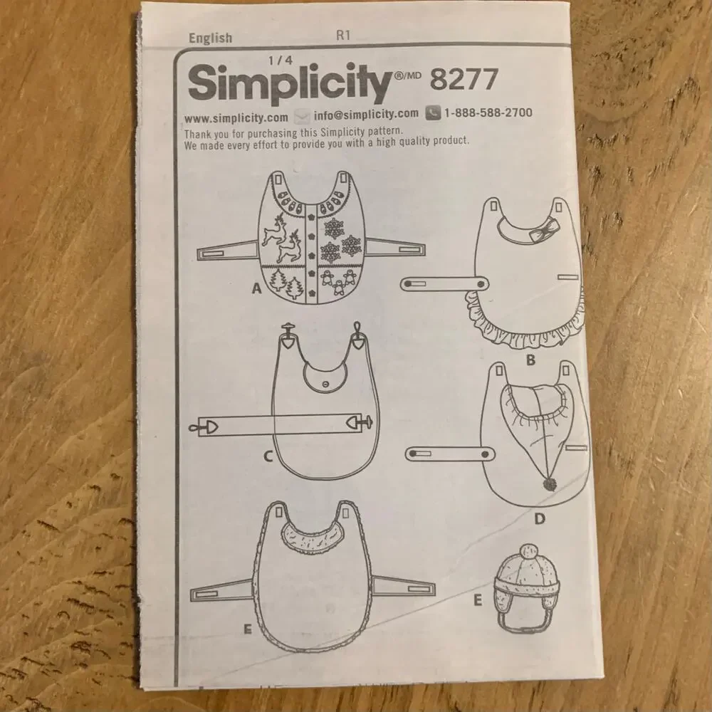 Simplicity Sewing Pattern 8277 Dog Coats and Hats Sizes S M L UNCUT